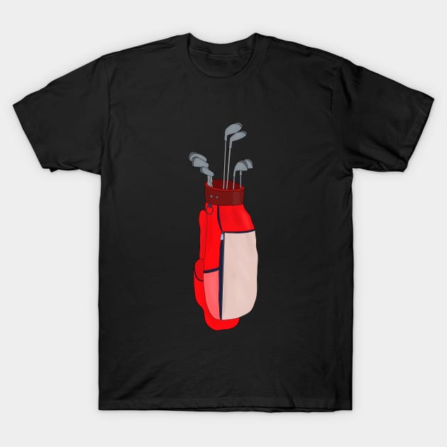 Red Golf Bag T-Shirt by DiegoCarvalho